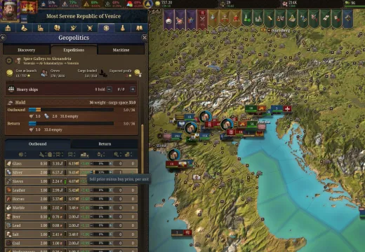 The hold and the cargo list of the expedition