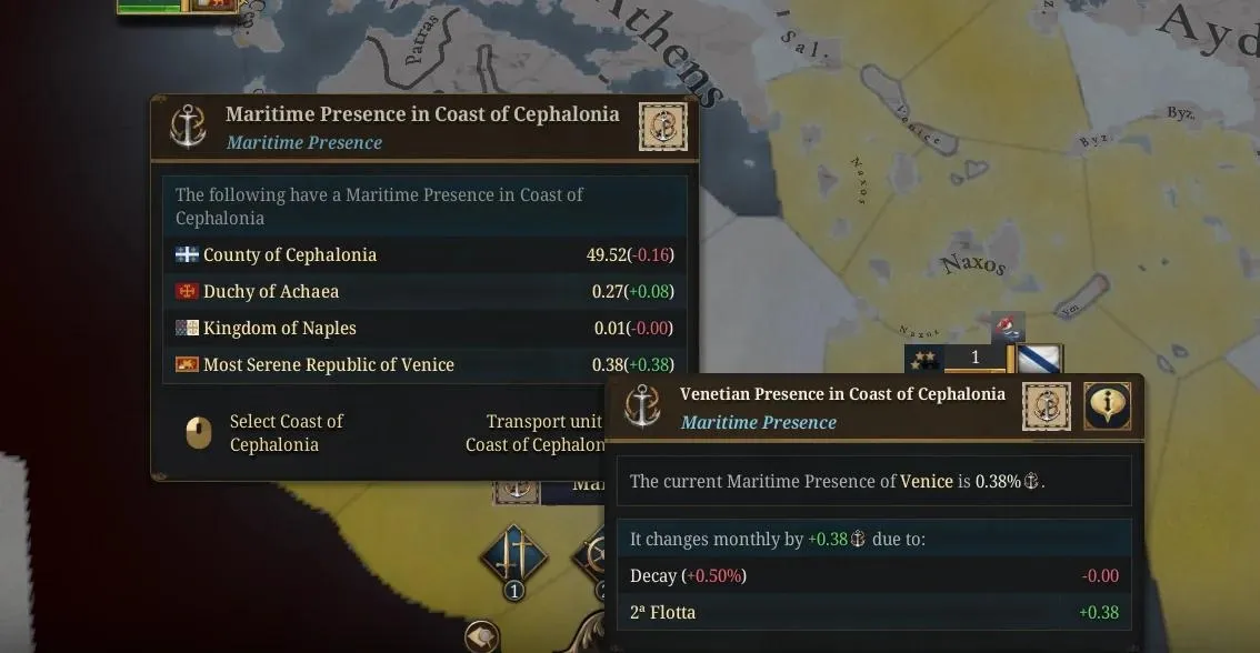 Tooltip: Maritime Presence in Coast of Cephalonia