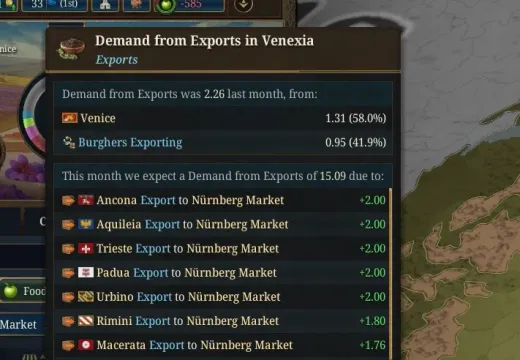 Tooltip: Demand from Exports in Venexia