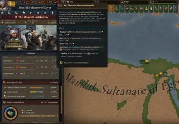 The slave markets table and the tooltip for buying slaves in Kōnstantinoúpolis